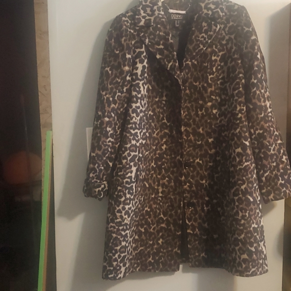 Animal print faux fur coat